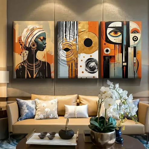 3pcs Abstract Modern African Boho Painting Canvas Framed 60x90cm - High Quality Print 100% Australian Made Wall Canvas Ready to Hang
