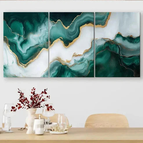 3pcs Luxury Triple Panel Abstract Marble Wall Art Set Canvas Unframed - High Quality Print 100% Australian Made Wall Canvas