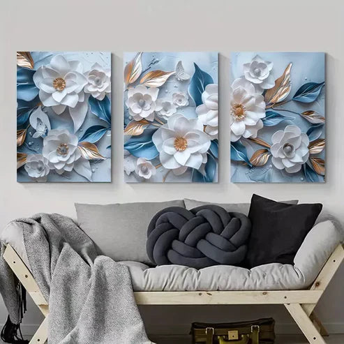 3pcs Floral Canvas Framed 60x90cm - High Quality Print 100% Australian Made Wall Canvas Ready to Hang
