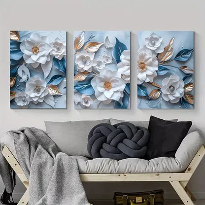 3pcs Floral Canvas Framed 60x90cm - High Quality Print 100% Australian Made Wall Canvas Ready to Hang