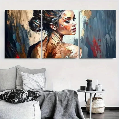 3pcs Abstract Expressionist Female Wall Art Set Canvas Framed 40x60cm - High Quality Print 100% Australian Made Wall Canvas Ready to Hang