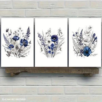 3pcs Space Lavender Dried Flower Art Print Metal Print Ready to Hang Art