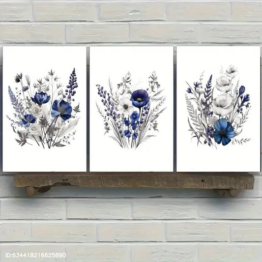3pcs Space Lavender Dried Flower Art Print Metal Print Ready to Hang Art
