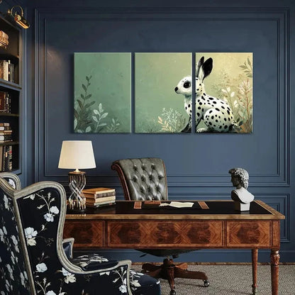 3pcs Rabbit Illustration with Spotted Design Metal Print Ready to Hang Art