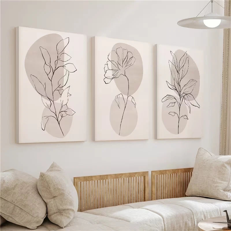 3pcs Botanical Abstract Leaf Painting Wall Art Set Canvas Framed 60x90cm - High Quality Print 100% Australian Made Wall Canvas Ready to Hang
