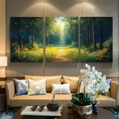 3pcs Beautiful Lush Forest Meadow Metal Print Ready to Hang Art