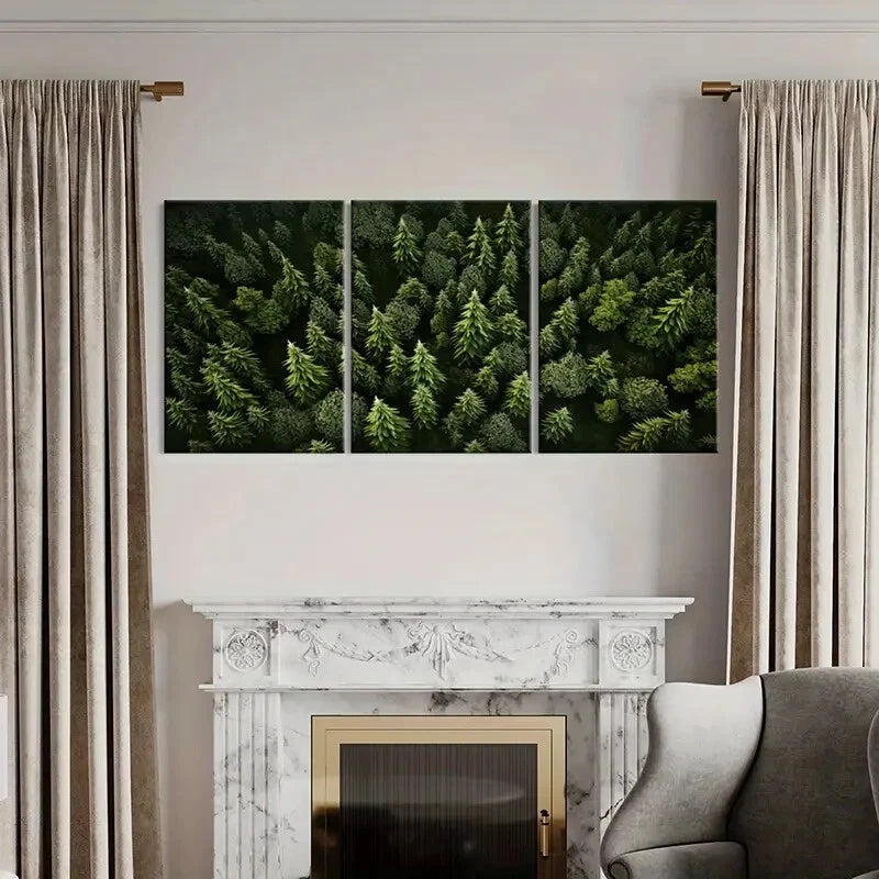 3pcs Forest Trees Greenery Natural Scenery Metal Print Ready to Hang Art