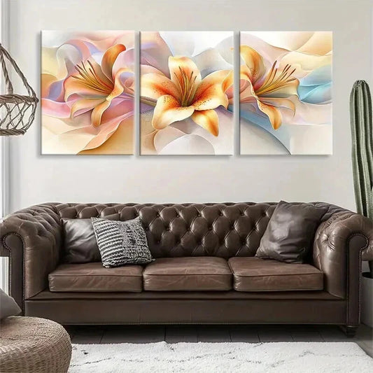 3pcs Elegant Lily Flower Abstract Perfect Wall Art Set Canvas Framed 40x60cm - High Quality Print 100% Australian Made Wall Canvas Ready to Hang