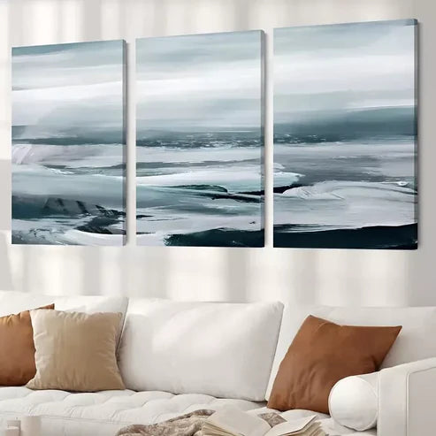 3pcs Flowers With Grass Mountain & Sea Canvas Framed 60x90cm - High Quality Print 100% Australian Made Wall Canvas Ready to Hang