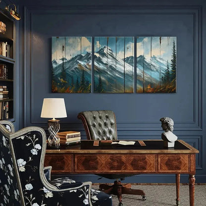 3pcs Alpine Landscape Snowy Peaks Scenery Metal Print Ready to Hang Art