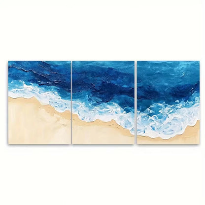3pcs Beach View, Pool Abstract Art Metal Print Ready to Hang Art