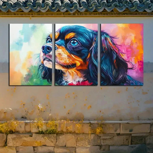 3pcs Colorful Dog Closeup Illustration Metal Print Ready to Hang Art