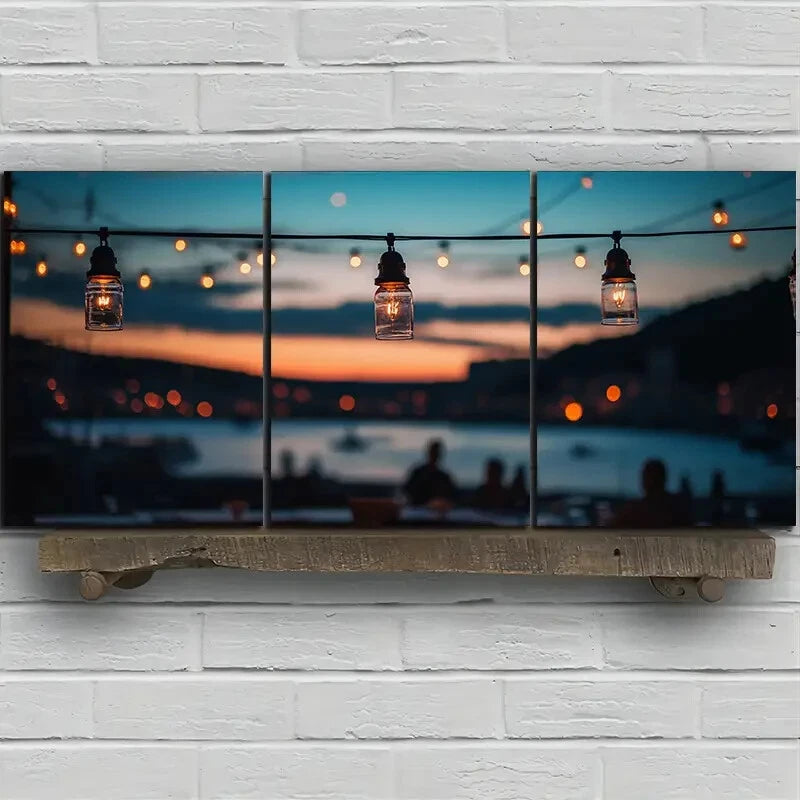 3pcs Chandelier Hanging Lot Of Lamps Metal Print Ready to Hang Art