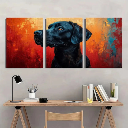 3pcs Labrador Dog Pet Abstract Modern Oil Painting Metal Print Ready to Hang Art