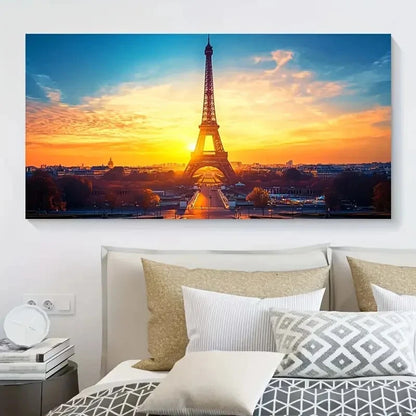 Sunset Eiffel Tower Paris wall canvas office home room framed 120x60cm