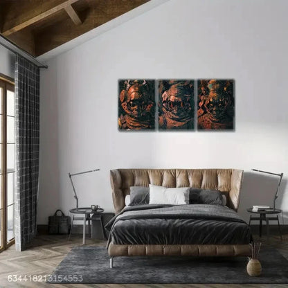 3pcs Horror Dramatic Skulls & Ornate Details Metal Print Ready to Hang Art