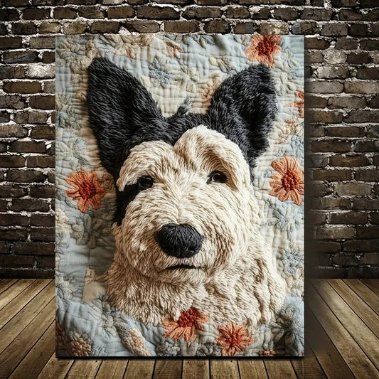 Featuring a Scottie Dog with Heart Blossoms Painting 40x60cm Metal Print Ready to Hang