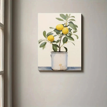 Beautiful Yellow Lemons In Milk Can Design Painting 40x60cm Metal Print Ready to Hang