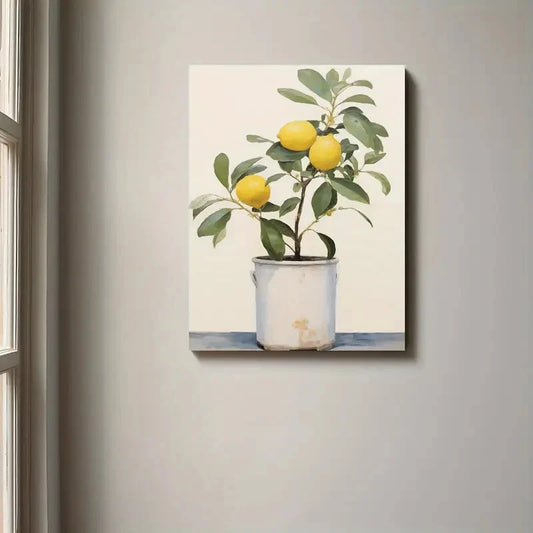 Beautiful Yellow Lemons In Milk Can Design Painting 40x60cm Metal Print Ready to Hang