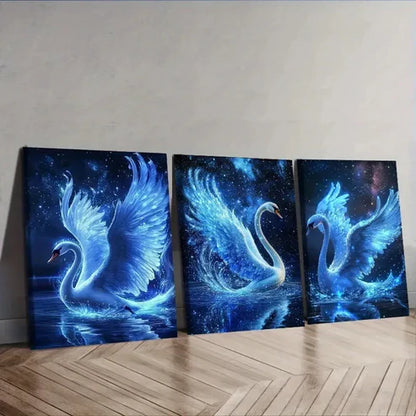 3pcs A magnificent white swan Wall Art Set Canvas Unframed - High Quality Print 100% Australian Made Wall Canvas