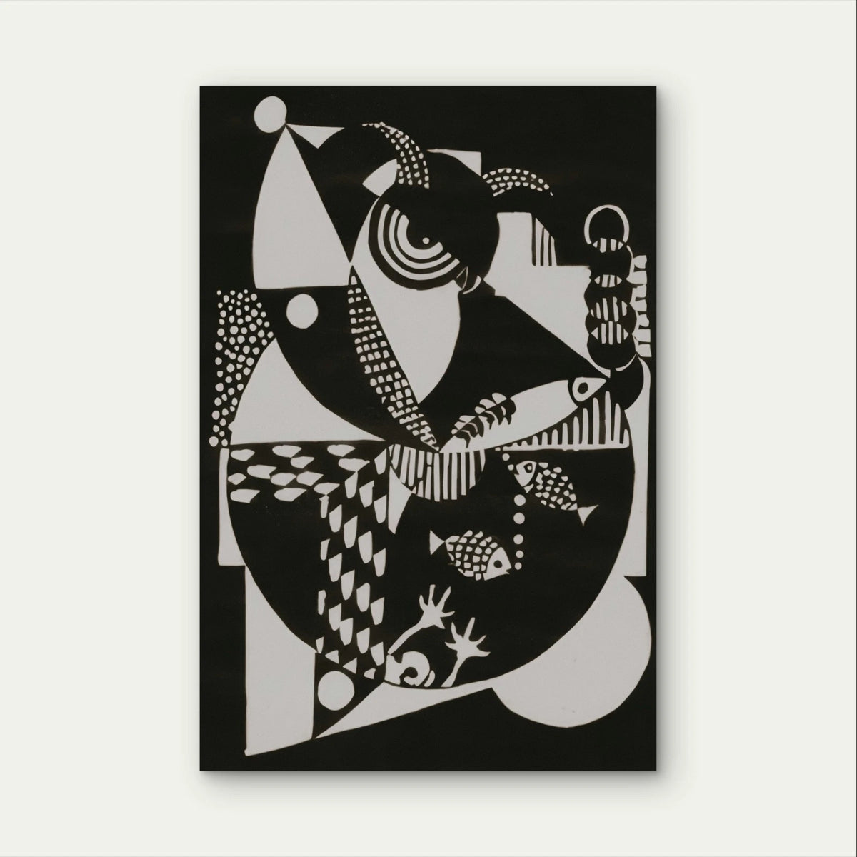 Black and White Modern Geometric Art 40x60cm Metal Print Ready to Hang
