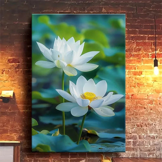 Pure for Lotus, Oil Painting Metal Print Ready to Hang