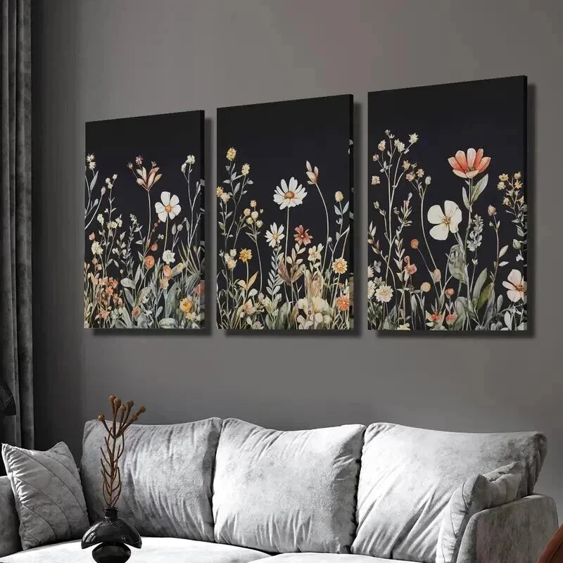 3pcs Simple White Red Flower Decorative Wall Art Set Canvas Framed 40x60cm - High Quality Print 100% Australian Made Wall Canvas Ready to Hang