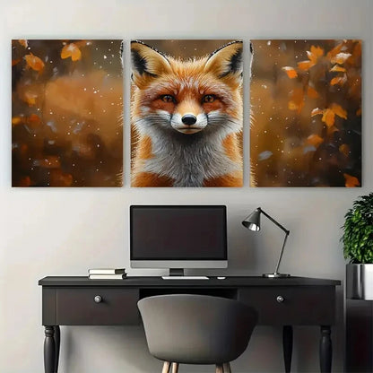 3pcs Red Fox Woodland Animals Metal Print Ready to Hang Art