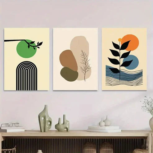 3pcs Abstract 3 Minimalist Modern Green Wall Art Set Canvas Unframed - High Quality Print 100% Australian Made Wall Canvas