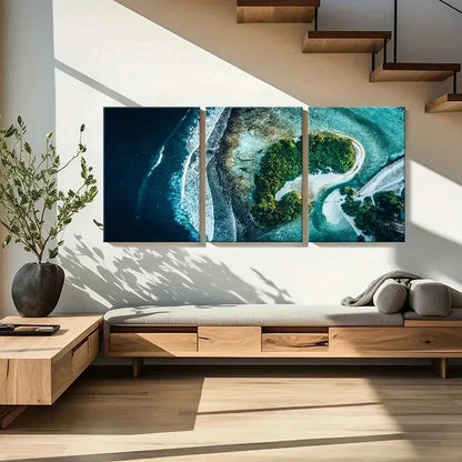3pcs Overlooking The Island Scenery Wall Art Set Canvas Framed 40x60cm - High Quality Print 100% Australian Made Wall Canvas Ready to Hang