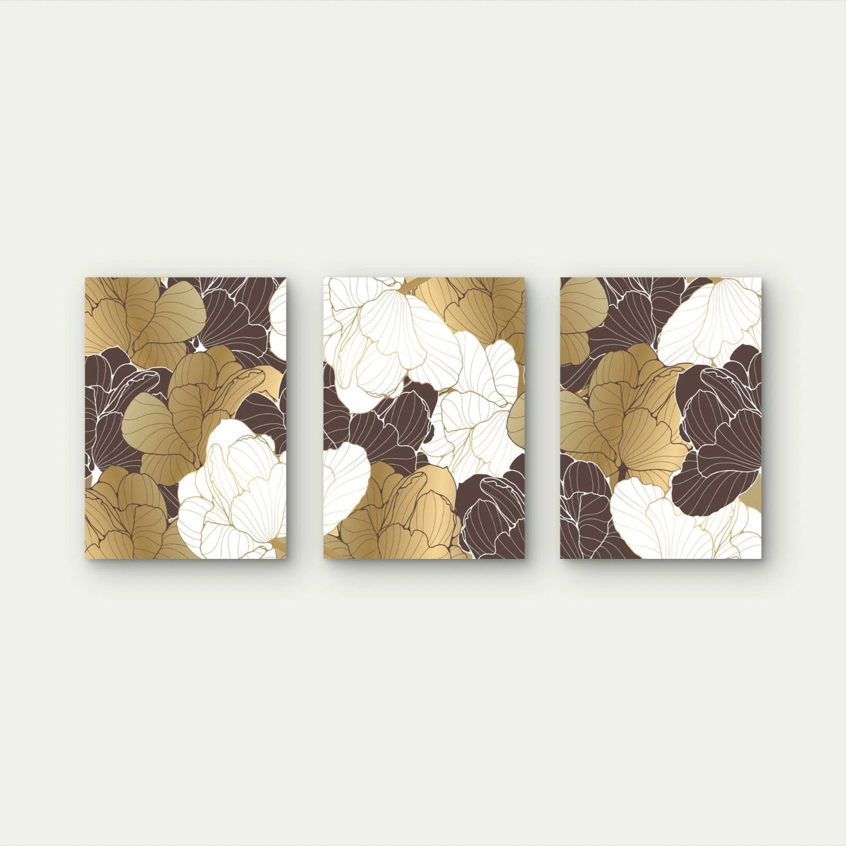 3pcs Golden Ginkgo Leaves In Timeless Layers Wall Art Set Canvas Framed 60x90cm - High Quality Print 100% Australian Made Wall Canvas Ready to Hang