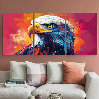 3pcs Geometric Eagle Head Modern Illustration Metal Print Ready to Hang Art