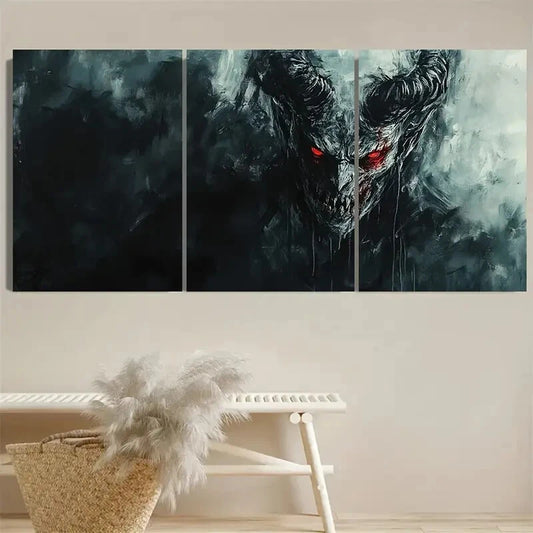 3pcs Dark Macabre Demon Metal Print Ready to Hang Art