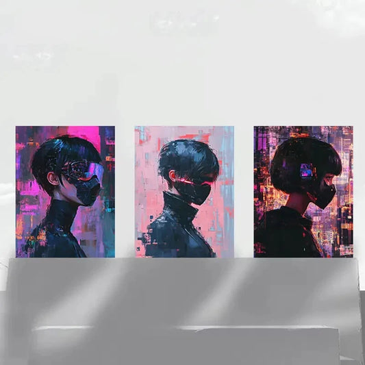 3pcs Modern Abstract Vibrant Colorful Urban Metal Print Ready to Hang Art