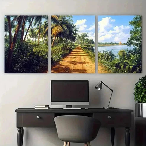 3pcs Botanical Detailed Vibrant Serene Perfect Wall Art Set Canvas Unframed – High Quality Print 100% Australian Made Wall Canvas