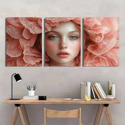 3pcs The Ruffle Fine Portrait Giclée Perfect Wall Art Set Canvas Framed 40x60cm - High Quality Print 100% Australian Made Wall Canvas Ready to Hang