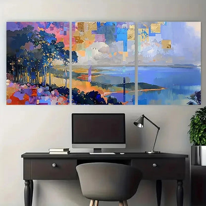 3pcs Nature Cubism Impressionist Landscape Metal Print Ready to Hang Art