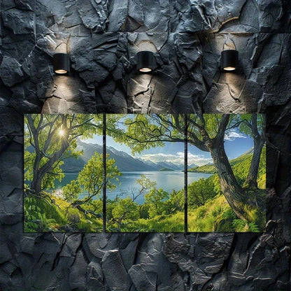 3pcs Landscape of Lake Wakatipu, New Zealand Metal Print Ready to Hang Art