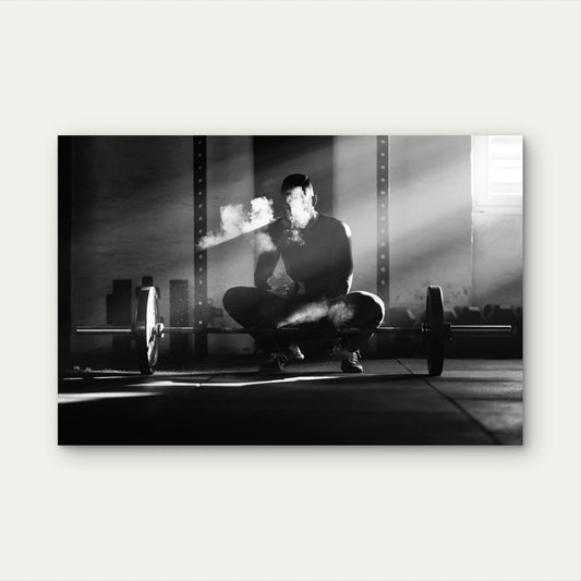 Black and White Gym Weightlifitng 5mm thick Plastic Poster Ready to Hang 90x60cm