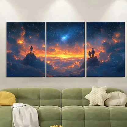 3pcs Brothers Under Starry Sky Fantasy ET Wall Art Set Canvas Framed 50x70cm - High Quality Print 100% Australian Made Wall Canvas Ready to Hang