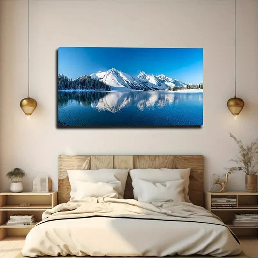 Blue Sky White Snow Wall Art Canvas Office Home Room Framed 120x60cm