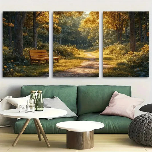 3pcs Forest Path Peaceful land Trail Metal Print Ready to Hang Art