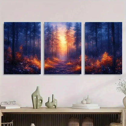 3pcs Magical Fantasy Land unlit Pathway through Metal Print Ready to Hang Art