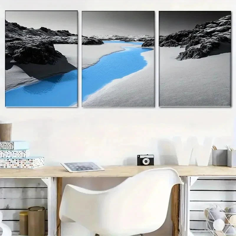 3pcs Decorative Art Landscape Painting Metal Print Ready to Hang Art