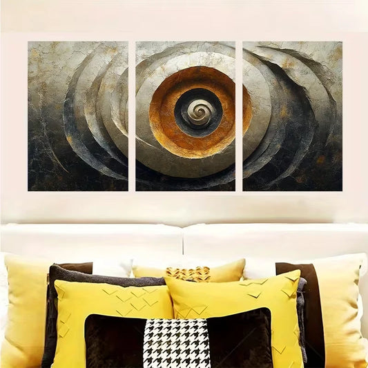 3pcs Geometric Spiral Ring Circle Pattern Metal Print Ready to Hang Art