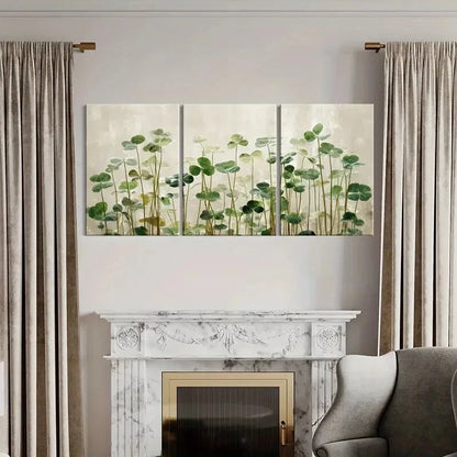 3pcs Abstract Green Leaves &Botanical Illustration Metal Print Ready to Hang Art