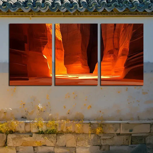 3pcs Dark Canyon Landscape Metal Print Ready to Hang Art