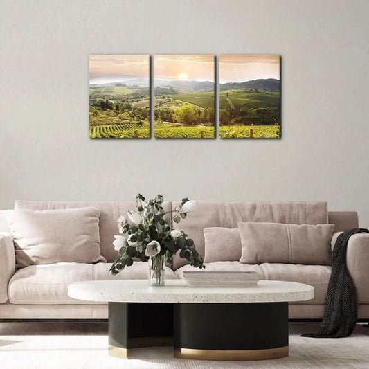 3pcs Nature Tuscany Italy Mountains Sunrise Metal Print Ready to Hang Art
