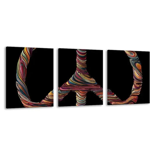 3pcs Peace Symbol Abstract Rainbow & Design  Wall Art Set Canvas Framed 60x90cm - High Quality Print 100% Australian Made Wall Canvas Ready to Hang