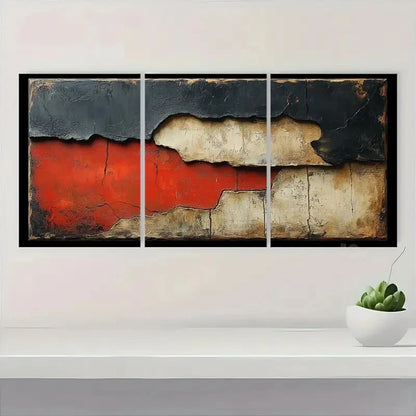 3pcs Black and White with Brown Textured Metal Print Ready to Hang Art